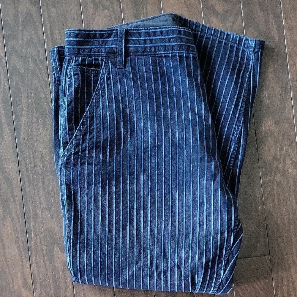 True Religion Devin Cropped Navy Striped Trouser